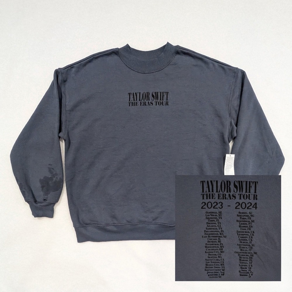Taylor Swift Eras Tour Sweatshirt Size M Cotton Blend Charcoal Unisex Oversized